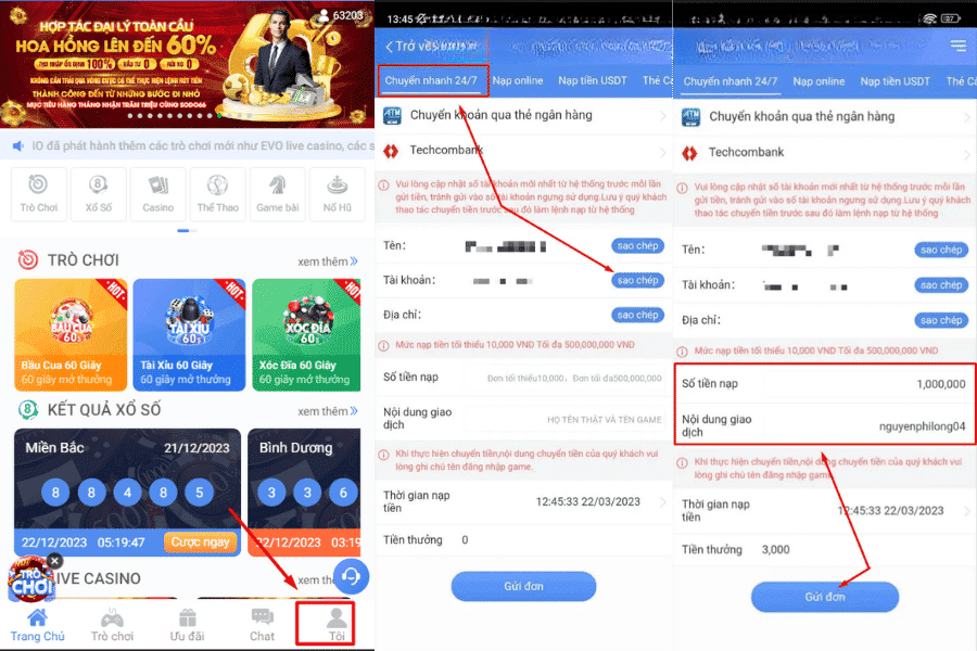 nạp tiền sodo66 qua ngân hàng